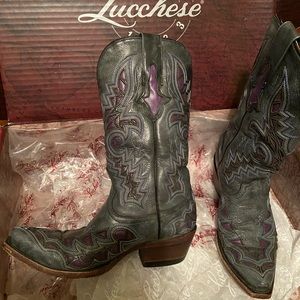 Lucchese Women’s Gray and Purple cowboy boots